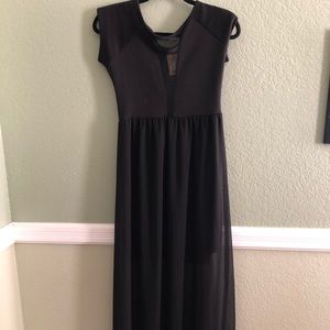 Maxi dress with sheer overlay